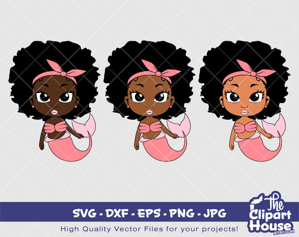 Peekaboo Mermaid 2 | Digital SVG - DXF - EPS - png - Jpg | Instant Download | african american svg, black kid svg, afro child