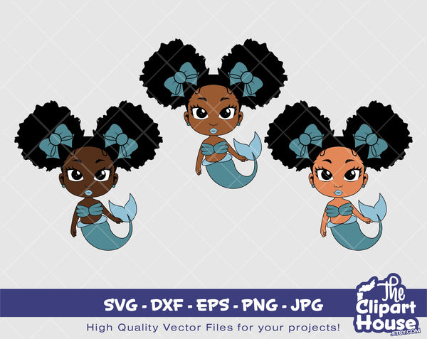 Peekaboo Mermaid 3 | Digital SVG - DXF - EPS - png - Jpg | Instant Download | african american svg, black kid svg, afro child