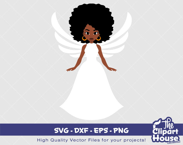 Angelic Black Woman 5 | Digital SVG - EPS - PNG | Instant Download | african american svg, black woman svg, afro,angel, religion