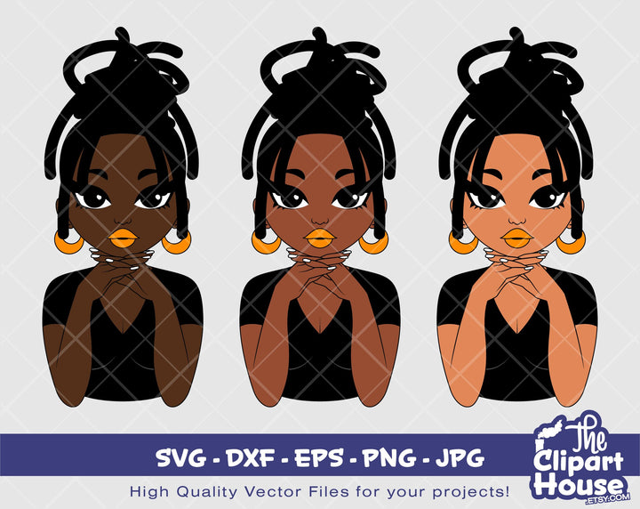 Peekaboo Dreadlock Woman | Digital SVG - DXF - EPS - png - Jpg | Instant Download | african american svg, black woman svg, afro woman - The Clipart House