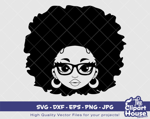 Peekaboo Glasses Woman Face Silhouette | Digital SVG - DXF - EPS - png - Jpg | Instant Download | african american svg, black woman svg