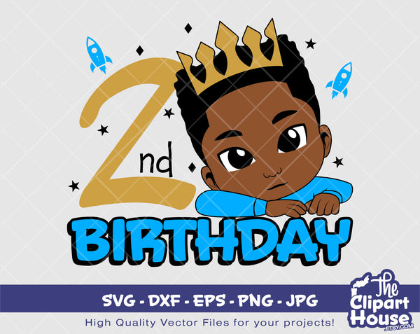 2nd Birthday | Digital SVG - DXF - EPS - png - Jpg | Instant Download | african american svg, black kid svg, afro child svg