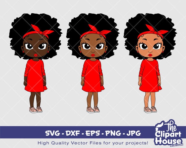 Peekaboo Girl Afro Dress | Digital SVG - DXF - EPS - png - Jpg | Instant Download | african american svg, black kid svg, afro child