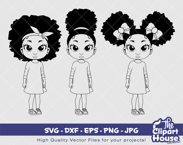 Peekaboo Girl Dress Silhouette | Digital SVG - DXF - EPS - png - Jpg | Instant Download | african american svg, black kid svg,afro svg