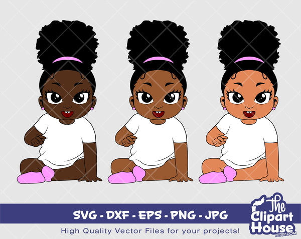 Peekaboo Baby Girl Afro Puff | Digital SVG - DXF - EPS - png - Jpg | Instant Download | african american svg,black kid svg,afro child