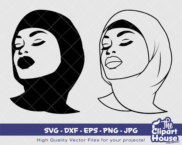 Hijab Woman Silhouette | Digital PNG - Ai - SVG - JPG | Instant Download | religion, hijab svg, woman covered,faith,prayer svg,religious svg