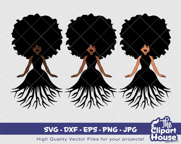 Afro Roots | Digital SVG - DXF - EPS - png - Jpg | Instant Download | african american svg, black woman svg, afro woman - The Clipart House