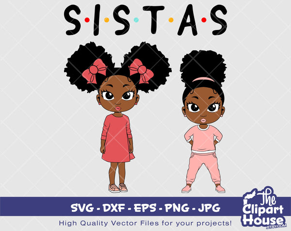 Peekaboo Sistas | Digital SVG - DXF - EPS - png - Jpg | Instant Download | african american svg, black kid svg, afro child svg