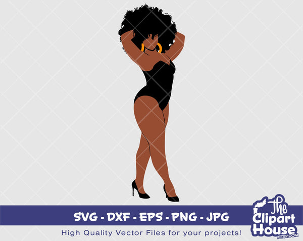 Thick Pin Up Black Woman 2 | Digital SVG - DXF - EPS - png - Jpg | Instant Download | Cricut svg, printable,african american svg,black woman