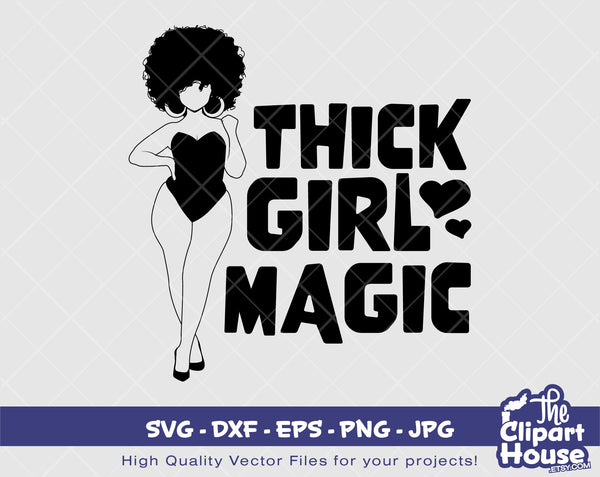 Thick Girl Magic 3 Silhouette | Digital SVG - DXF - EPS - png - Jpg | Instant Download | Cricut svg, printable,african american svg,black - The Clipart House