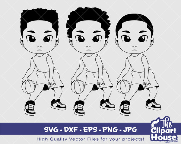 Peekaboo Basketball Boy Silhouette | Digital SVG - DXF - EPS - png - Jpg | Instant Download | african american svg, black kid svg, afro svg