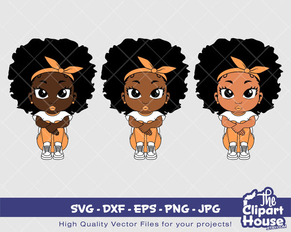 Peekaboo Afro Girl Sitting | Digital SVG - DXF - EPS - png - Jpg | Instant Download | african american svg, black kid svg, afro svg