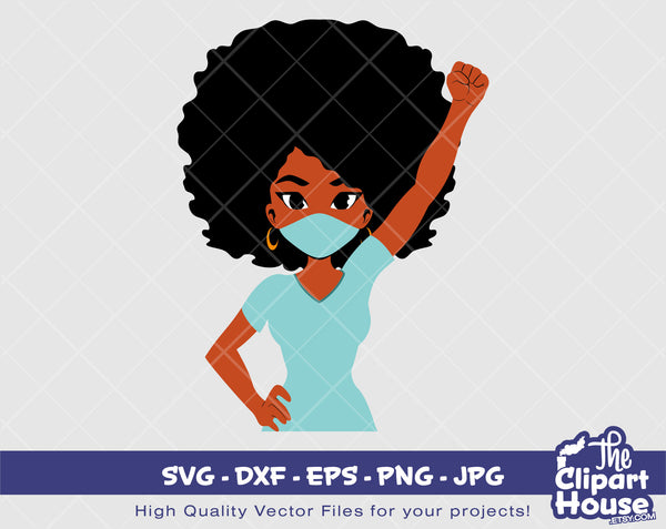 Masked Black Nurse 5 | Digital SVG - DXF - EPS - png - Jpg | Instant Download | black nurse,african american svg,black woman svg, doctor svg