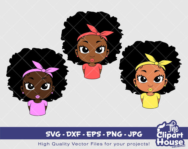 Girl Afro | Digital SVG - DXF - EPS - png - Jpg | Instant Download | african american svg, black kid svg, afro child svg