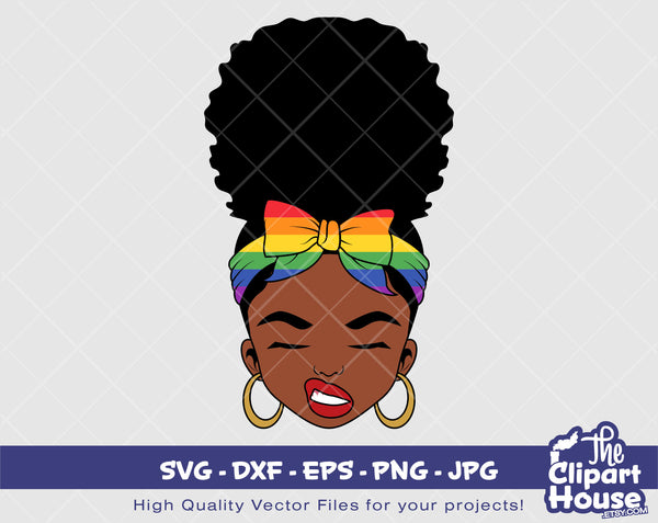 LGBT Afro Bun Smirk | Digital SVG - DXF - eps - png - Jpg | Instant Download | pride svg, lesbian svg, lgbt svg, pride svg, love is love svg