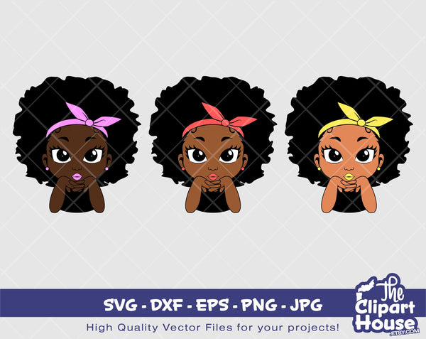 Girl Afro Relaxed | Digital SVG - DXF - EPS - png - Jpg | Instant Download | african american svg, black kid svg, afro child