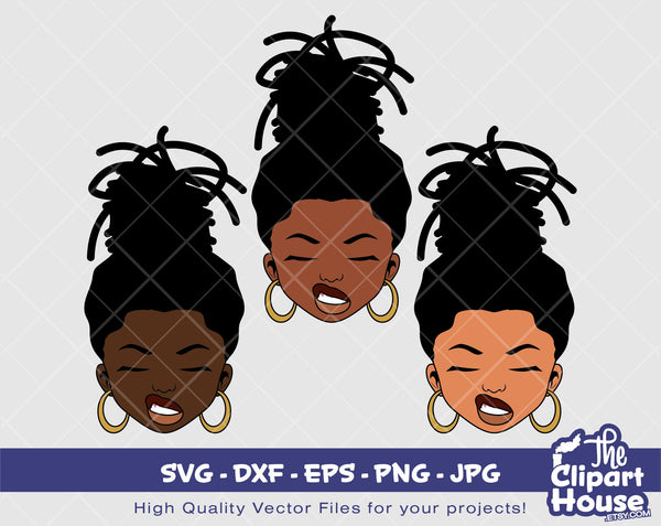 Dreadlock Smirk | Digital SVG - DXF - EPS - png - Jpg | Instant Download | Cricut, svg, african american svg, black woman svg,afro lady