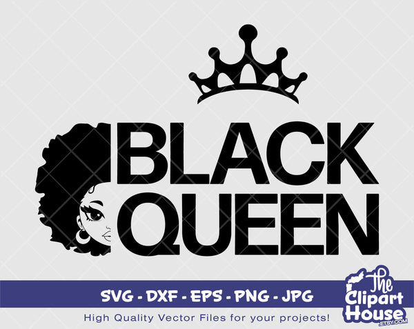 Black Queen Text Face 2 | Digital SVG - DXF - EPS - png - Jpg | Instant Download | Cricut svg, printable, african american, black woman svg