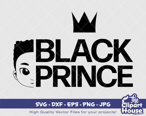 Black Prince Text Face 2 | Digital SVG - DXF - EPS - png - Jpg | Instant Download | Cricut svg, printable, african american svg, black kid