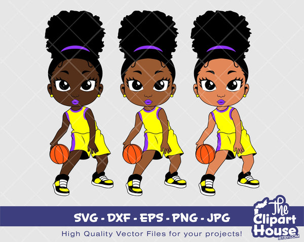 Peekaboo Basketball Girl 3 | Digital SVG - DXF - EPS - png - Jpg | Instant Download | african american svg, black kid svg, afro child svg