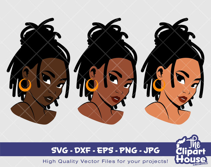 Dreadlock Side Angle Woman | Digital SVG - DXF - EPS - png - Jpg | Instant Download | african american svg, black kid svg,afro child svg - The Clipart House