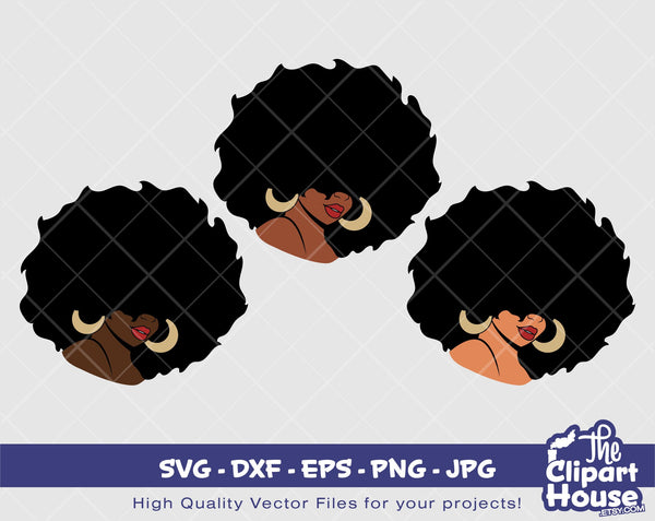 Afro Face | Digital SVG - DXF - EPS - png - Jpg | Instant Download | Cricut svg, printable,african american svg,black woman svg,afro svg