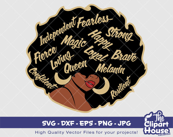 Afro Face Quotes 2 | Digital SVG - DXF - EPS - png - Jpg | Instant Download | Cricut svg,african american svg,black woman svg,afro svg - The Clipart House