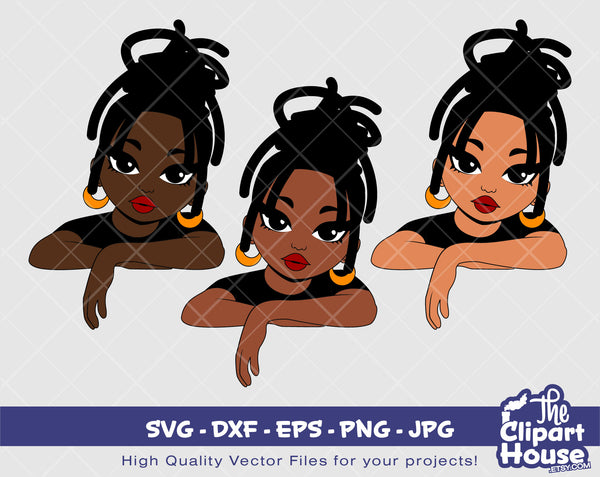 Peekaboo Dreadlocks Woman Lean | Digital SVG - DXF - EPS - png - Jpg | Instant Download | african american svg, black woman svg, afro - The Clipart House