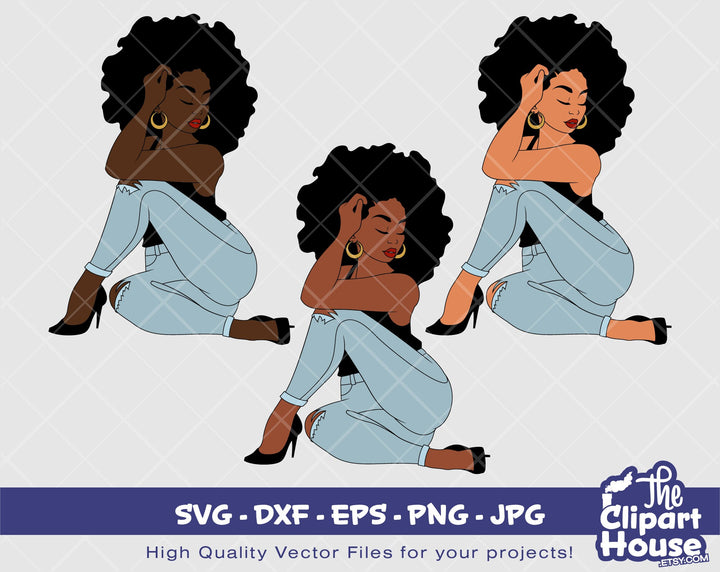 Peaceful Black Woman | Digital SVG - DXF - EPS - png - Jpg | Instant Download | Cricut svg, printable,african american svg,black woman - The Clipart House