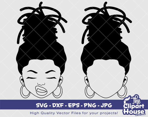 Dreadlock Smirk Silhouette | Digital SVG - DXF - EPS - png - Jpg | Instant Download | Cricut, african american, black woman svg, locs