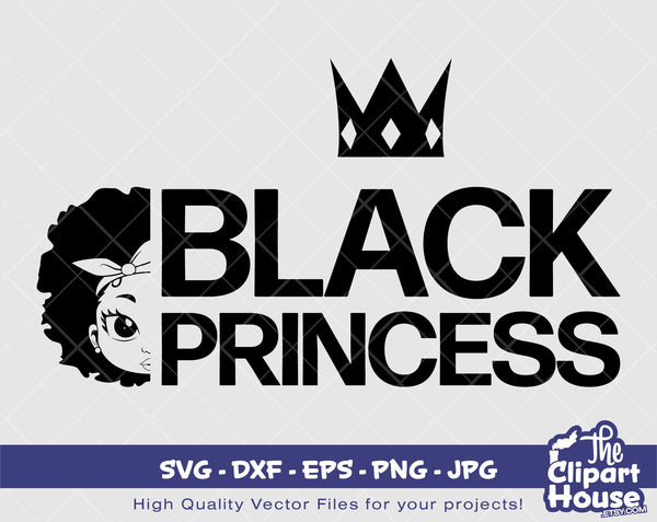 Black Princess Text Face 2 | Digital SVG - DXF - EPS - png - Jpg | Instant Download | Cricut svg, printable, african american svg,black girl