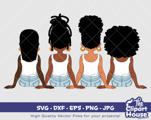 Friendship Girls | Digital SVG - DXF - EPS - png - Jpg | Instant Download | african american svg,black woman, friendship goals, best friends