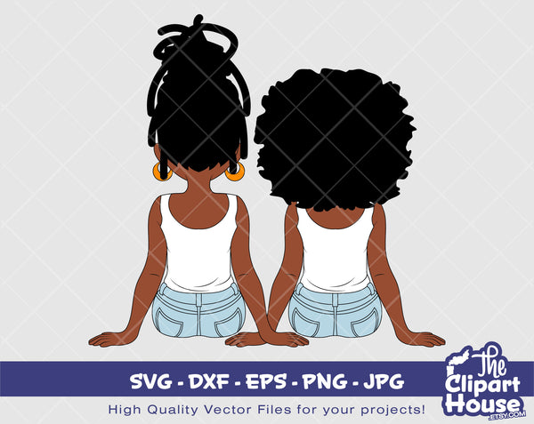 Friendship Girls 2 | Digital SVG - DXF - EPS - png - Jpg | Instant Download | african svg,black woman, friendship goals, best friends