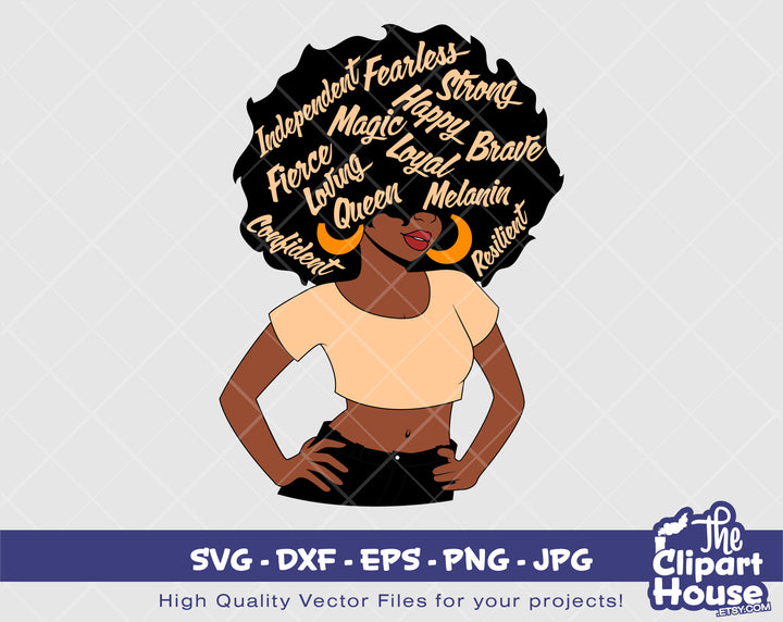 Afro Face Quotes | Digital SVG - DXF - EPS - png - Jpg | Instant Download | Cricut svg,african american svg,black woman svg,afro svg - The Clipart House