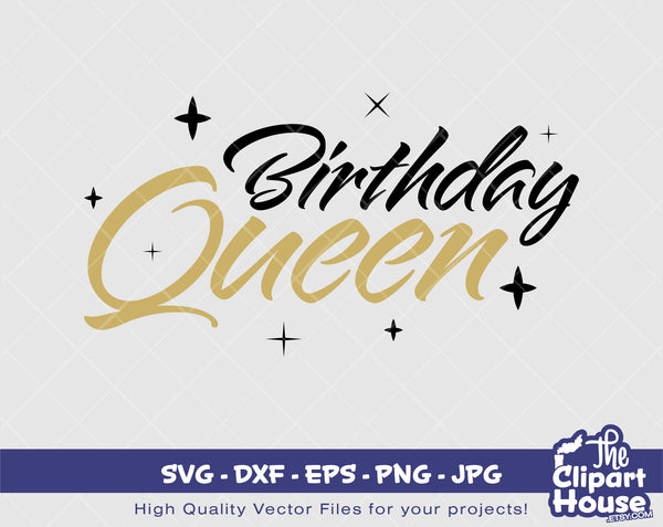 Birthday Queen Text 2 | Digital SVG - DXF - EPS - png - Jpg | Instant Download | Cricut svg, printable, happy birthday, queendom