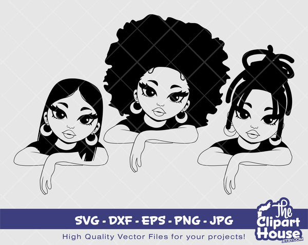 Peekaboo Woman Lean Silhouette | Digital SVG - DXF - EPS - png - Jpg | Instant Download | african american svg, black woman svg, afro