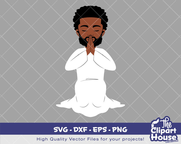 Praying Black Man | Digital SVG - DXF - EPS - png | Instant Download | african american svg, black man svg,afro,faith svg,religion