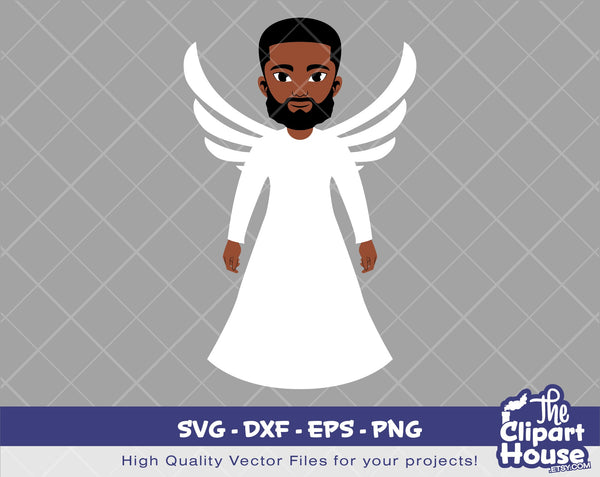 Angelic Black Man | Digital SVG - DXF - EPS - png | Instant Download | african american svg, black man svg,afro,faith svg,religion