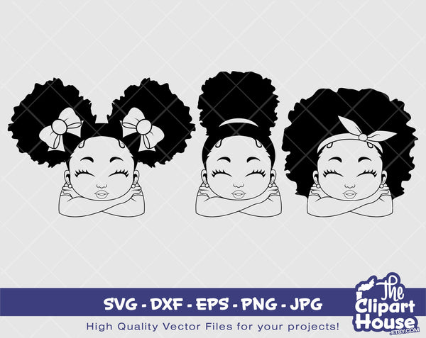 Smiling Girl Lean Silhouette | Digital SVG - DXF - EPS - png - Jpg | Instant Download | african american svg, black kid svg,afro child