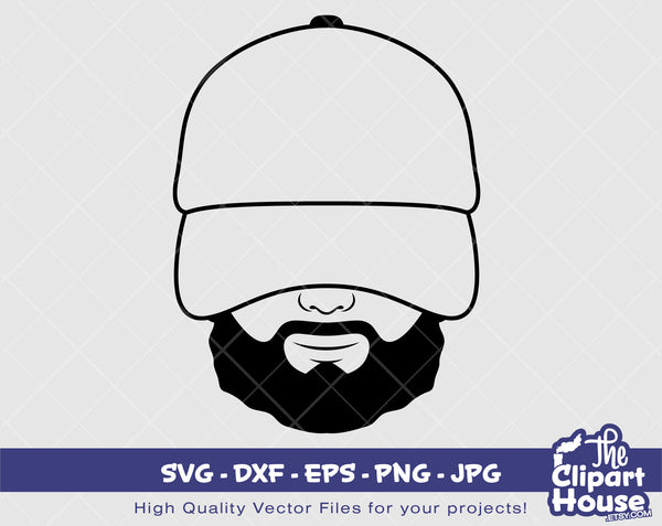 Black Man Cap Silhouette | Digital SVG - DXF - EPS - png - Jpg | Instant Download | african american svg, black man svg, afro man