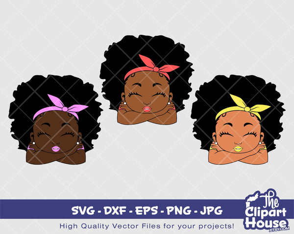 Smiling Girl Afro Lean | Digital SVG - DXF - EPS - png - Jpg | Instant Download | african american svg, black kid svg, afro child