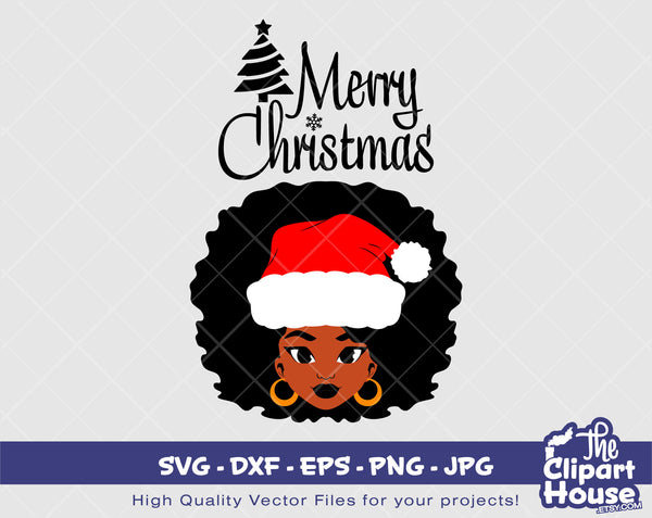 Christmas Afro Woman Text | Digital SVG - DXF - EPS - png - Jpg | Instant Download | christmas svg, family svg, santa claus svg, elf svg