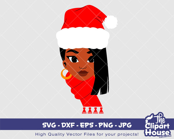 Christmas Black Woman | Digital SVG - DXF - EPS - png - Jpg | Instant Download | christmas svg, family svg, santa claus svg, elf svg