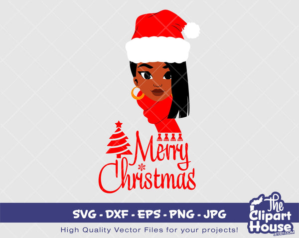 Merry Christmas Christmas Black Woman | Digital SVG - DXF - EPS - png - Jpg | Instant Download | christmas svg, family svg, santa claus svg