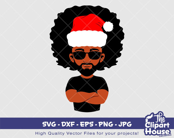 Black Man Christmas | Digital SVG - DXF - EPS - png - Jpg | Instant Download | christmas svg,family svg,santa svg,elf svg, black man