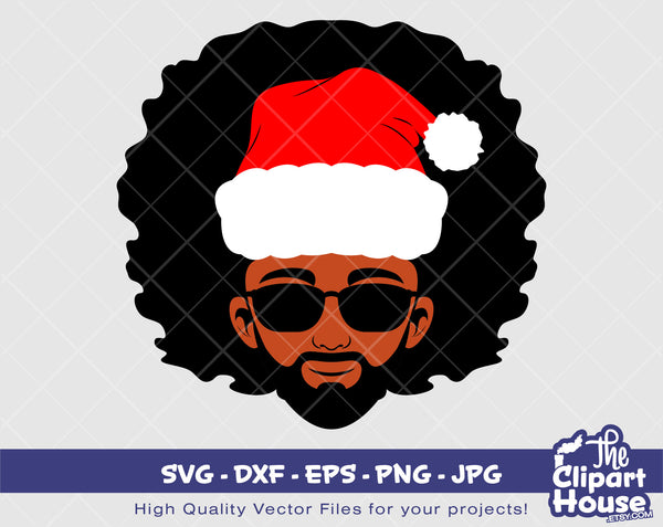 Black Man Christmas Face | Digital SVG - DXF - EPS - png - Jpg | Instant Download | christmas svg,family svg,santa svg,elf svg, black man