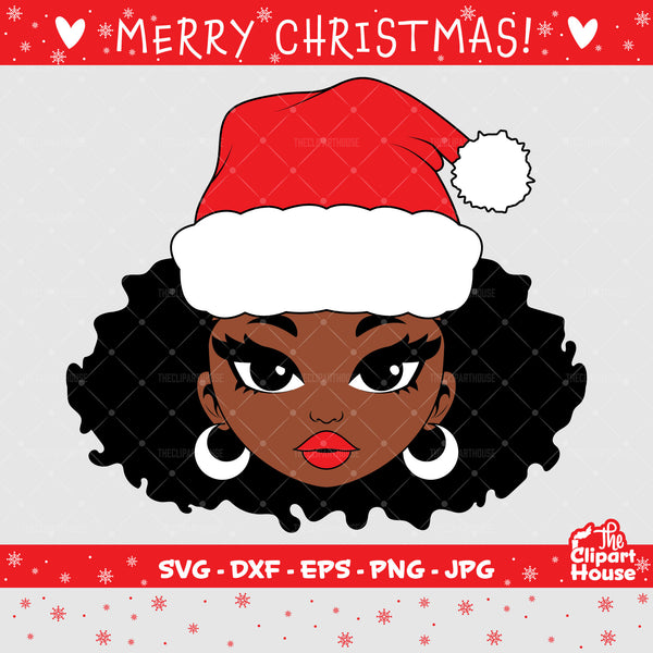 Christmas Woman Face | Digital SVG - DXF - EPS - png - Jpg | Instant Download | christmas svg, family svg, santa claus svg, elf svg