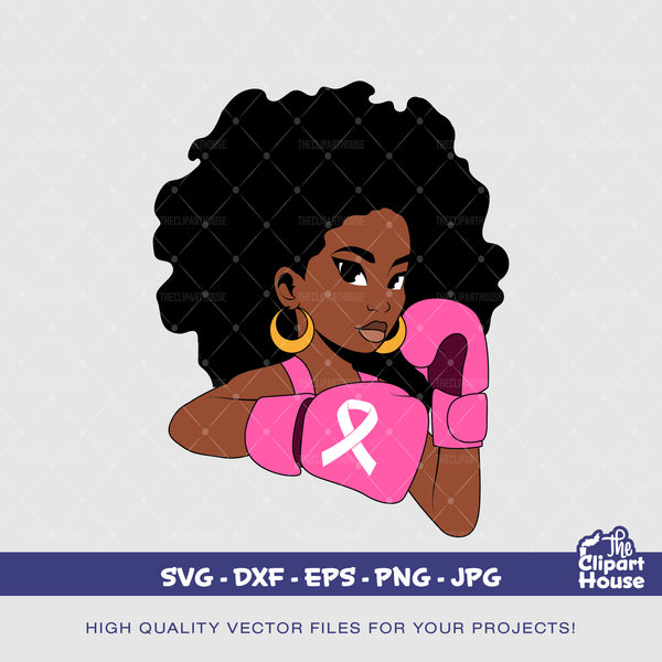 Breast Cancer Fighter | Digital SVG - DXF - EPS - png - Jpg | Instant Download | cancer research, women, we can do it,strong , survivor