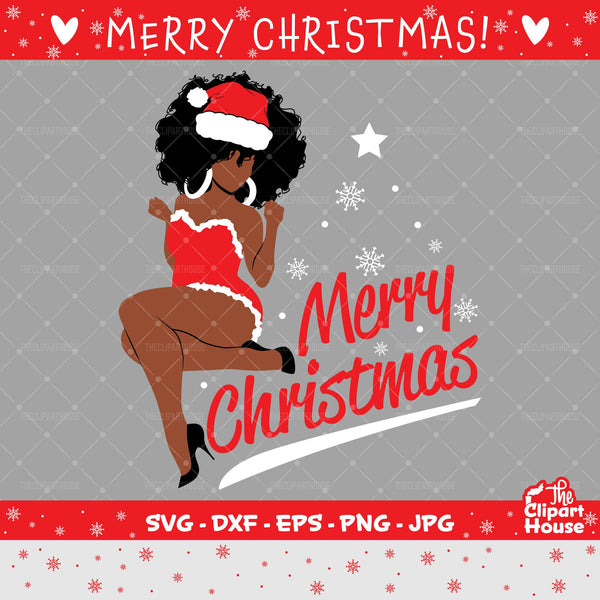 Merry Christmas Pin Up Woman | Digital SVG - DXF - EPS - png - Jpg | Instant Download | christmas svg, family svg, santa claus svg, elf svg