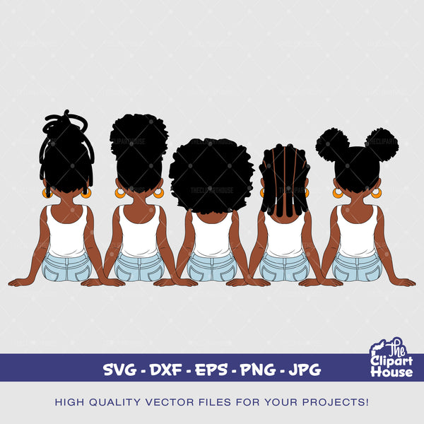 Friendship Girls 5 | Digital SVG - DXF - EPS - png - Jpg | Instant Download | african svg,black woman, friendship goals, best friends